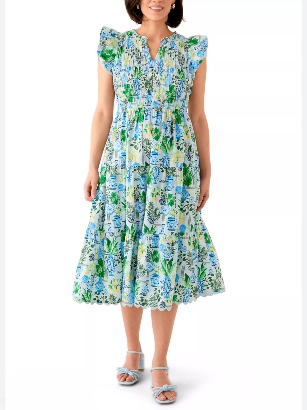 Crown & Ivy Floral Smocked Midi Dress